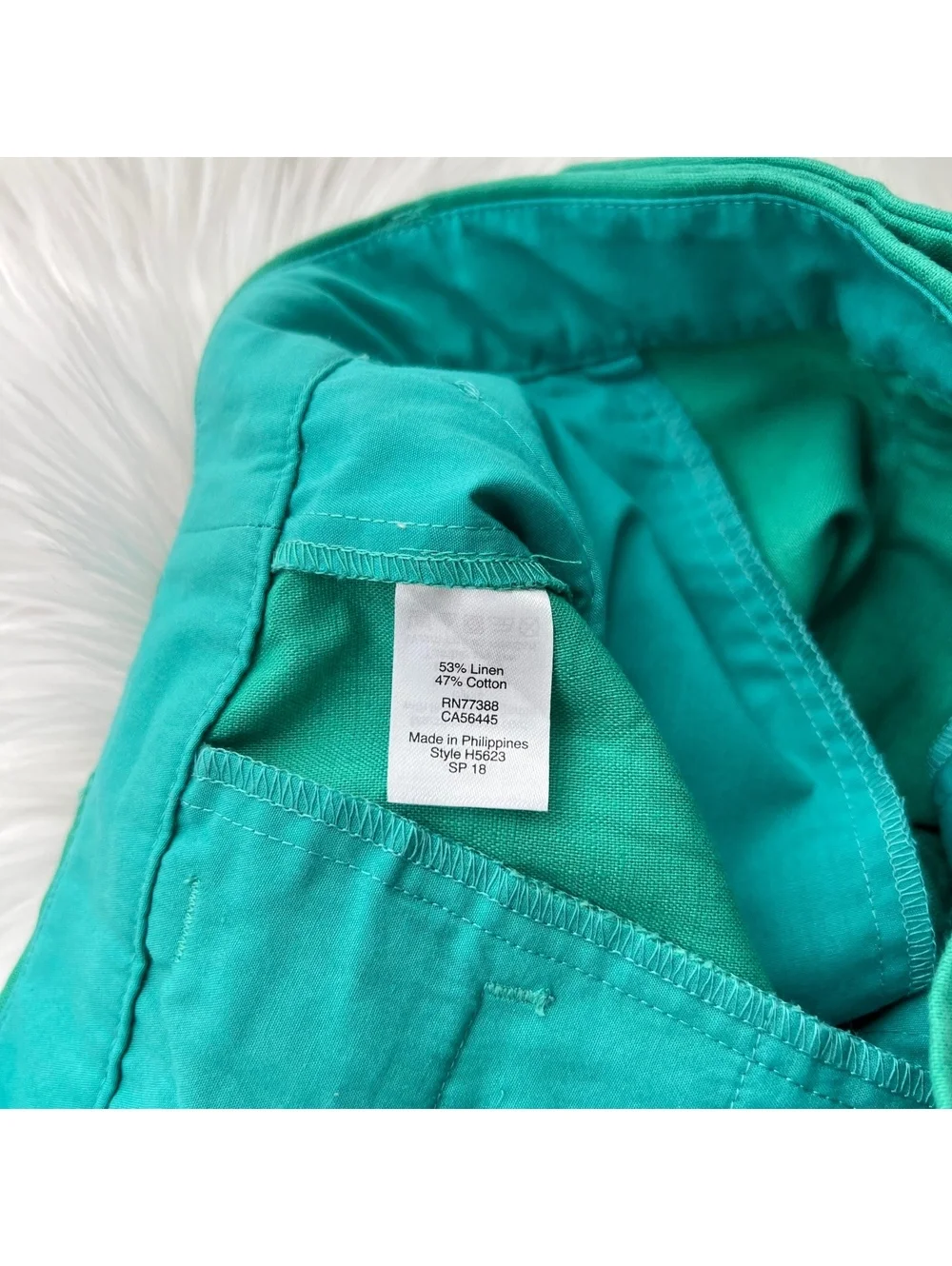 J.Crew Factory Womens 0 Green Linen Blend Scalloped Hem Shorts H5623